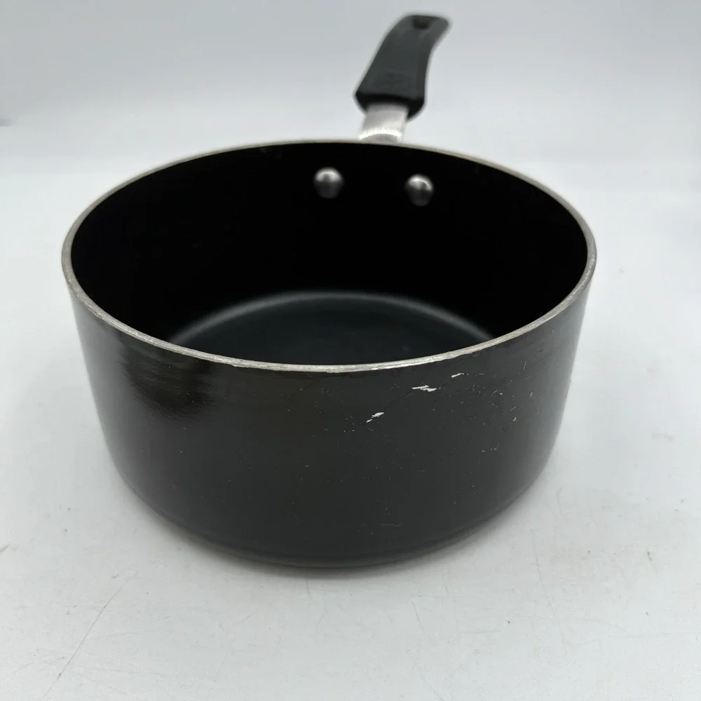 Guy‎ Fieri Saucepan Pot 1.5 Quart 1.4 L w Glass Lid Black Non Stick